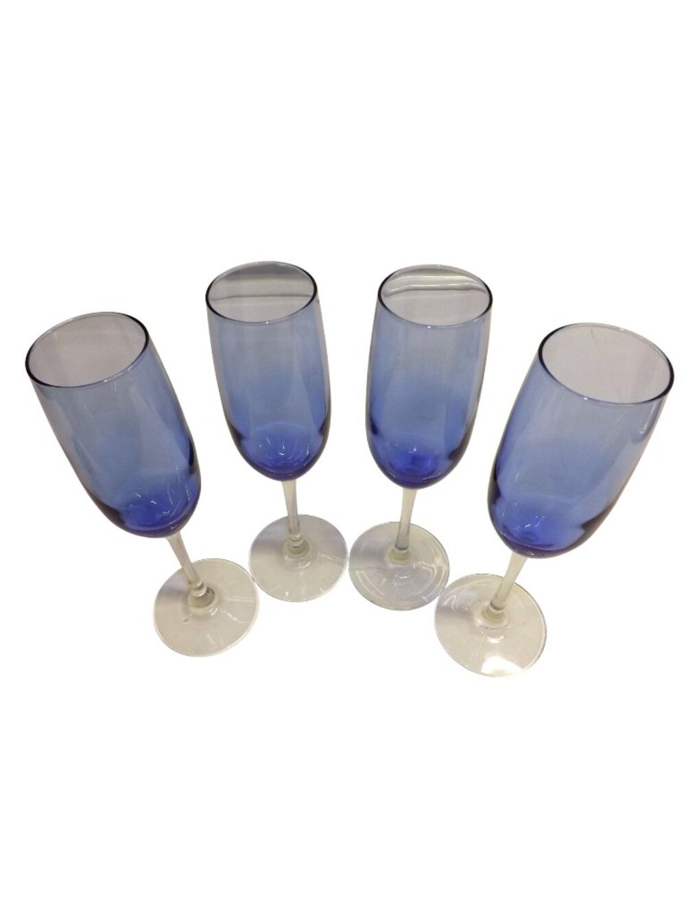 Vina Blue Champagne Flutes Glasses Wine Goblets Vibrant Blue Set Of 4 Libbey